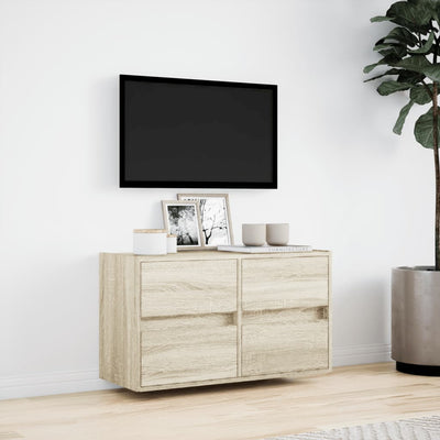 Sonoma-tammi tv-seinäkaappi Awwad 80x31x45cm (led-valoilla)