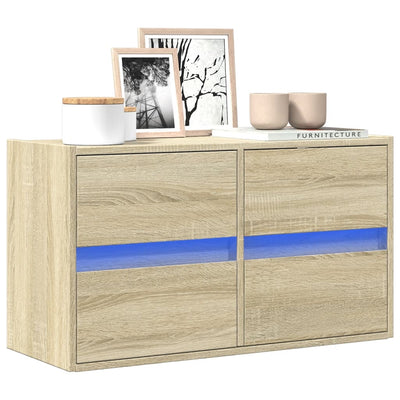 TV-seinäkaappi LED-valoilla Sonoma-tammi 80x31x45 cm