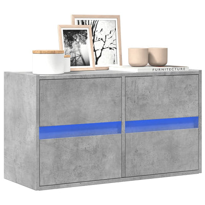 TV-seinäkaappi LED-valoilla betoninharmaa 80x31x45 cm