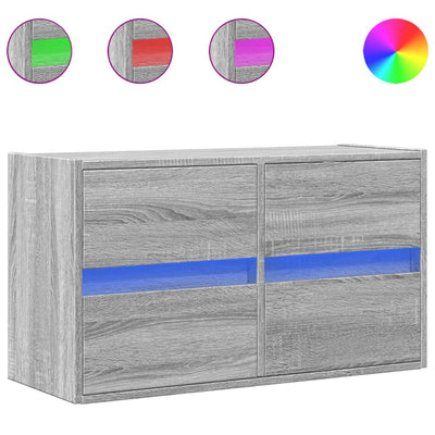 Harmaa tv-seinäkaappi Awwad 80x31x45cm (led-valoilla sonoma)