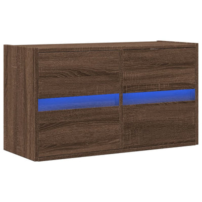 Ruskea tammi tv-seinäkaappi Awwad 80x31x45cm (led-valoilla)