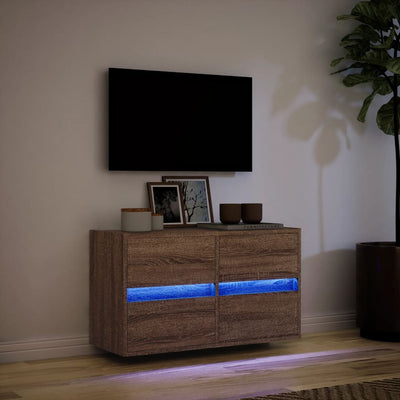 Ruskea tammi tv-seinäkaappi Awwad 80x31x45cm (led-valoilla)
