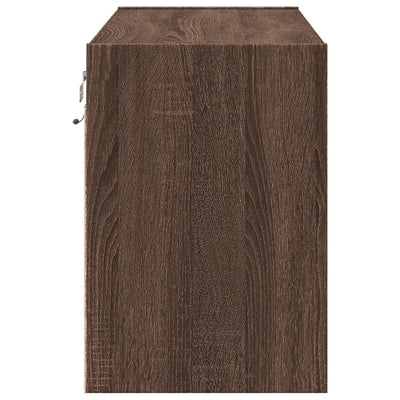 Ruskea tammi tv-seinäkaappi Awwad 80x31x45cm (led-valoilla)