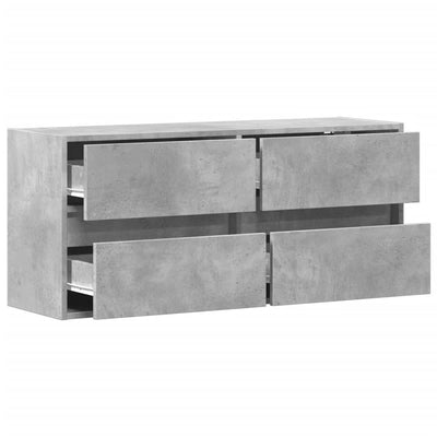 TV-seinäkaappi LED-valoilla betoninharmaa 100x31x45 cm