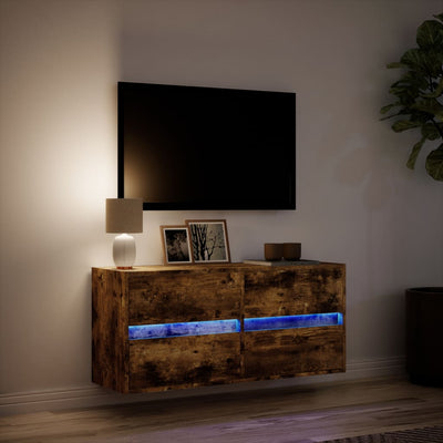 Savutammi tv-seinäkaappi Awwad 100x31x45cm (led-valoilla)