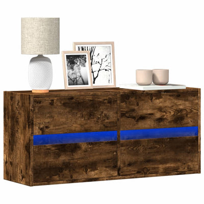 TV-seinäkaappi LED-valoilla savutammi 100x31x45 cm