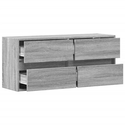 Harmaa tv-seinäkaappi Awwad 100x31x45cm (led-valoilla sonoma)