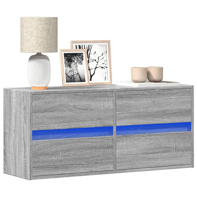 TV-seinäkaappi LED-valoilla harmaa Sonoma 100x31x45 cm
