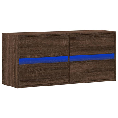 TV-seinäkaappi LED-valoilla ruskea tammi 100x31x45 cm