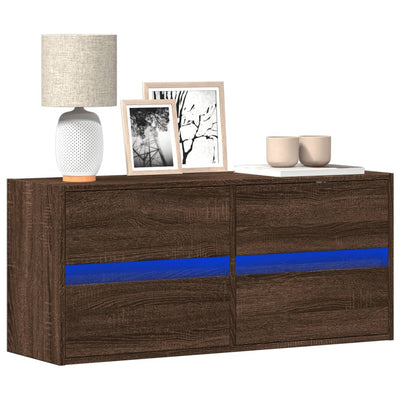 TV-seinäkaappi LED-valoilla ruskea tammi 100x31x45 cm