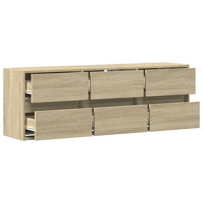 TV-seinäkaappi LED-valoilla Sonoma-tammi 130x31x45 cm