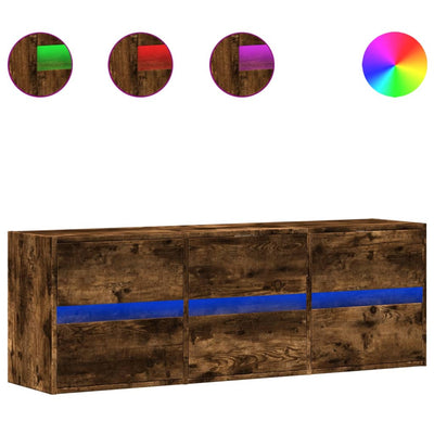 Savutammi tv-seinäkaappi Awwad 130x31x45cm (led-valoilla)