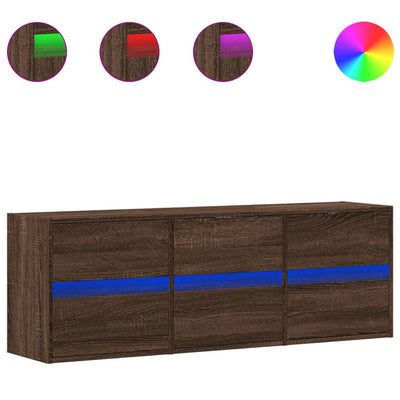 Ruskea tammi tv-seinäkaappi Awwad 130x31x45cm (led-valoilla)