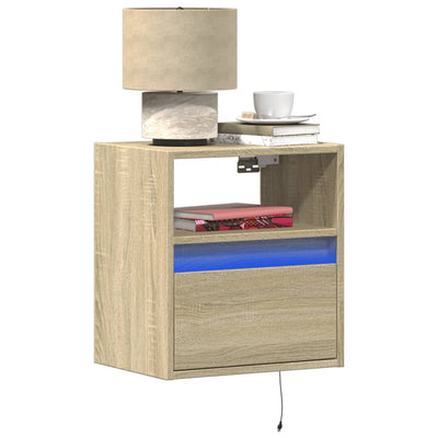 TV-seinäkaapit LED-valoilla 2 kpl Sonoma-tammi 41x31x45 cm
