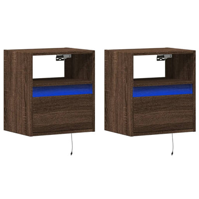 TV-seinäkaapit LED-valoilla 2 kpl ruskea tammi 41x31x45 cm