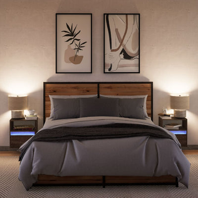 TV-seinäkaapit LED-valoilla 2 kpl ruskea tammi 41x31x45 cm