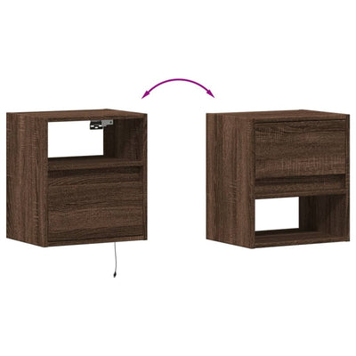 TV-seinäkaapit LED-valoilla 2 kpl ruskea tammi 41x31x45 cm