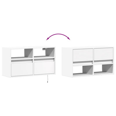 TV-seinäkaappi LED-valoilla valkoinen 80x31x45 cm