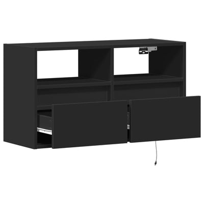 TV-seinäkaappi LED-valoilla musta 80x31x45 cm