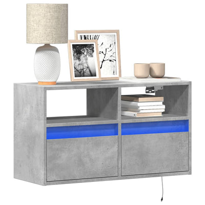 TV-seinäkaappi LED-valoilla betoninharmaa 80x31x45 cm