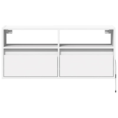 TV-seinäkaappi LED-valoilla valkoinen 100x31x45 cm