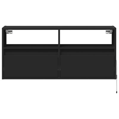TV-seinäkaappi LED-valoilla musta 100x31x45 cm