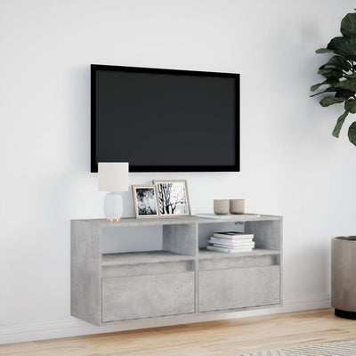 Betoninharmaa tv-seinäkaappi Hairi 100x31x45cm (led-valoilla)