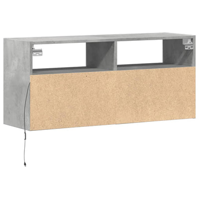 TV-seinäkaappi LED-valoilla betoninharmaa 100x31x45 cm