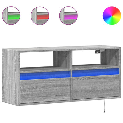 TV-seinäkaappi LED-valoilla harmaa Sonoma 100x31x45 cm