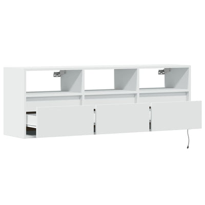 TV-seinäkaappi LED-valoilla valkoinen 130x31x45 cm