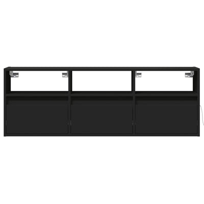 TV-seinäkaappi LED-valoilla musta 130x31x45 cm