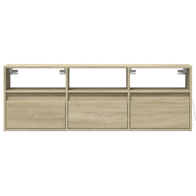 TV-seinäkaappi LED-valoilla Sonoma-tammi 130x31x45 cm