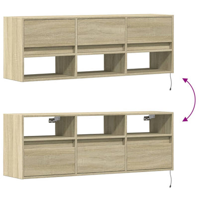TV-seinäkaappi LED-valoilla Sonoma-tammi 130x31x45 cm