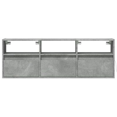 TV-seinäkaappi LED-valoilla betoninharmaa 130x31x45 cm