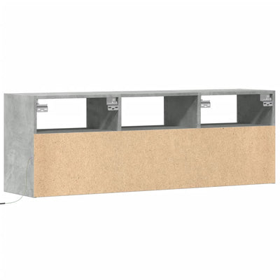 TV-seinäkaappi LED-valoilla betoninharmaa 130x31x45 cm