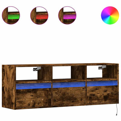 Savutammi tv-seinäkaappi Hairi 130x31x45cm (led-valoilla)