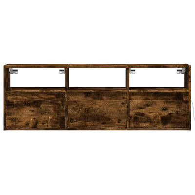 TV-seinäkaappi LED-valoilla savutammi 130x31x45 cm