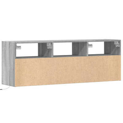 Harmaa tv-seinäkaappi Hairi 130x31x45cm (led-valoilla sonoma)