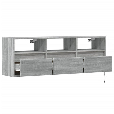 TV-seinäkaappi LED-valoilla harmaa Sonoma 130x31x45 cm