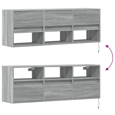 TV-seinäkaappi LED-valoilla harmaa Sonoma 130x31x45 cm