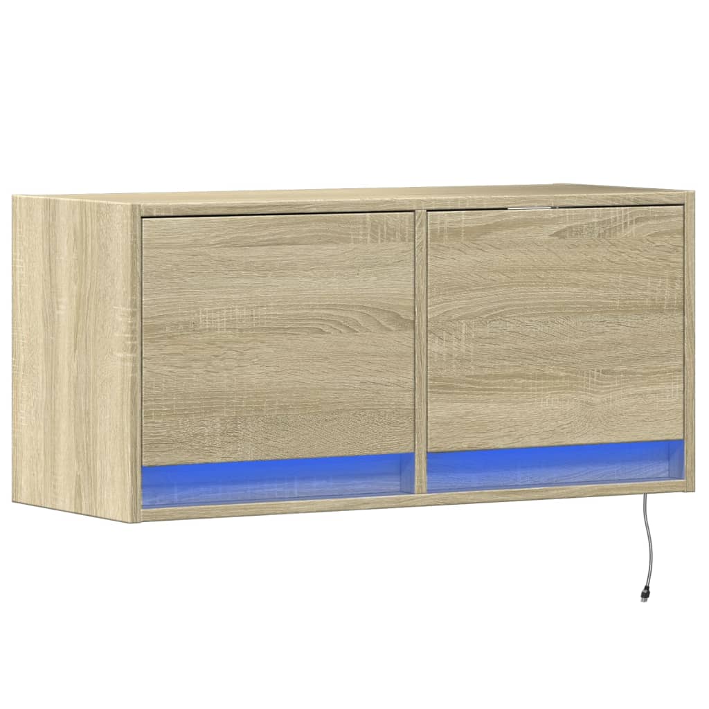 Sonoma-tammi tv-seinäkaappi Antinogel 80x31x35cm (led-valoilla)