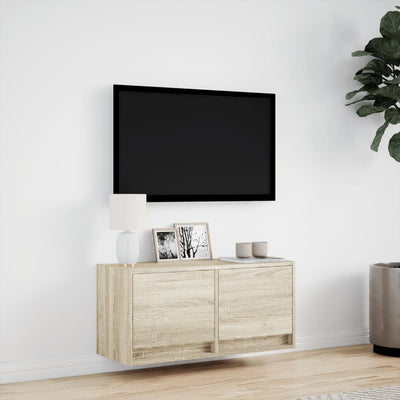 Sonoma-tammi tv-seinäkaappi Antinogel 80x31x35cm (led-valoilla)