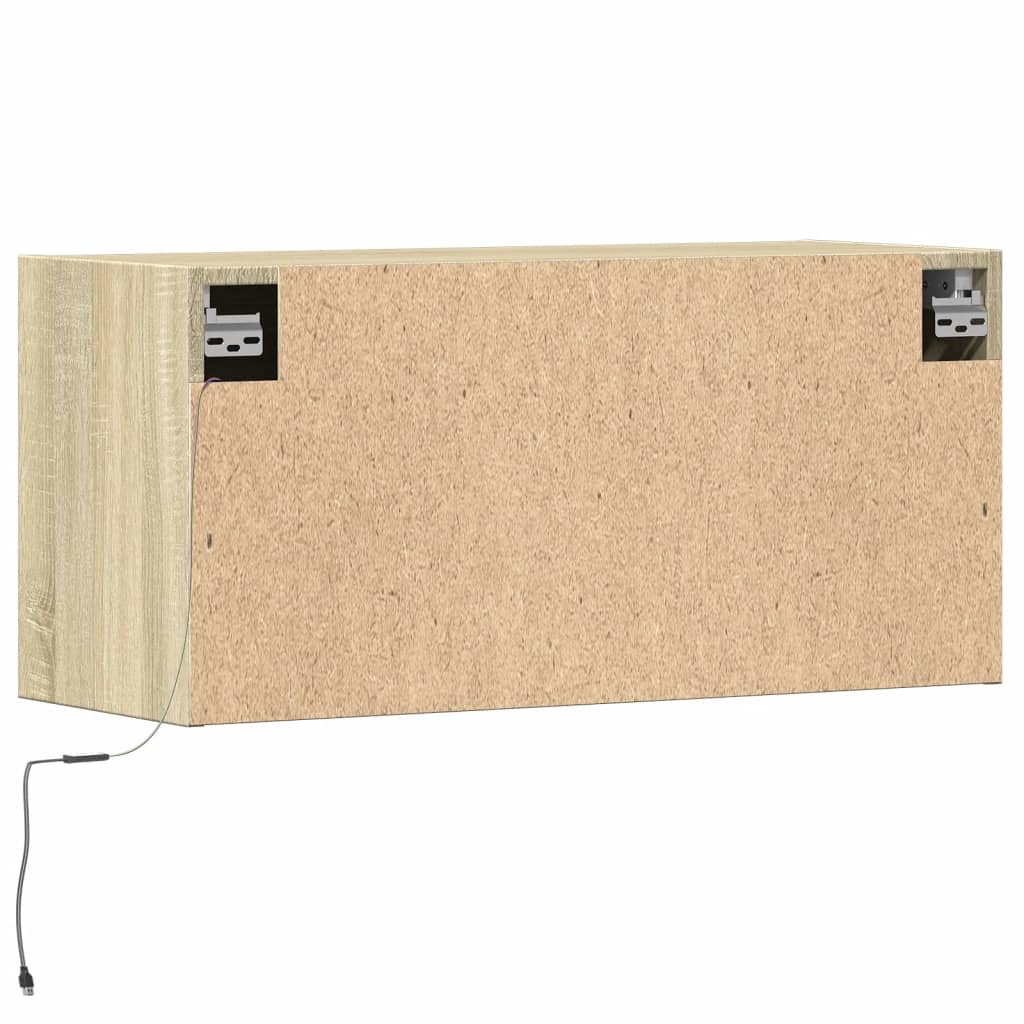Sonoma-tammi tv-seinäkaappi Antinogel 80x31x35cm (led-valoilla)