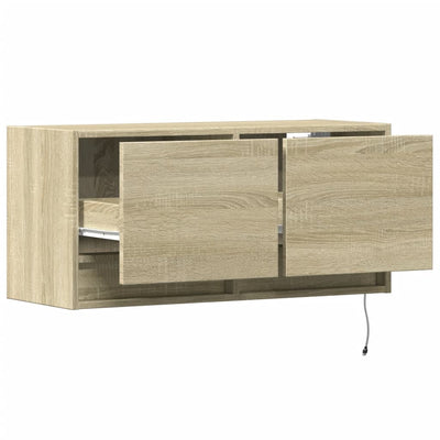 TV-seinäkaappi LED-valoilla Sonoma-tammi 80x31x35 cm