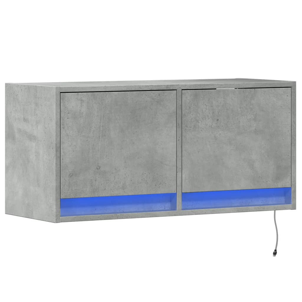 Betoninharmaa tv-seinäkaappi Antinogel 80x31x35cm (led-valoilla)