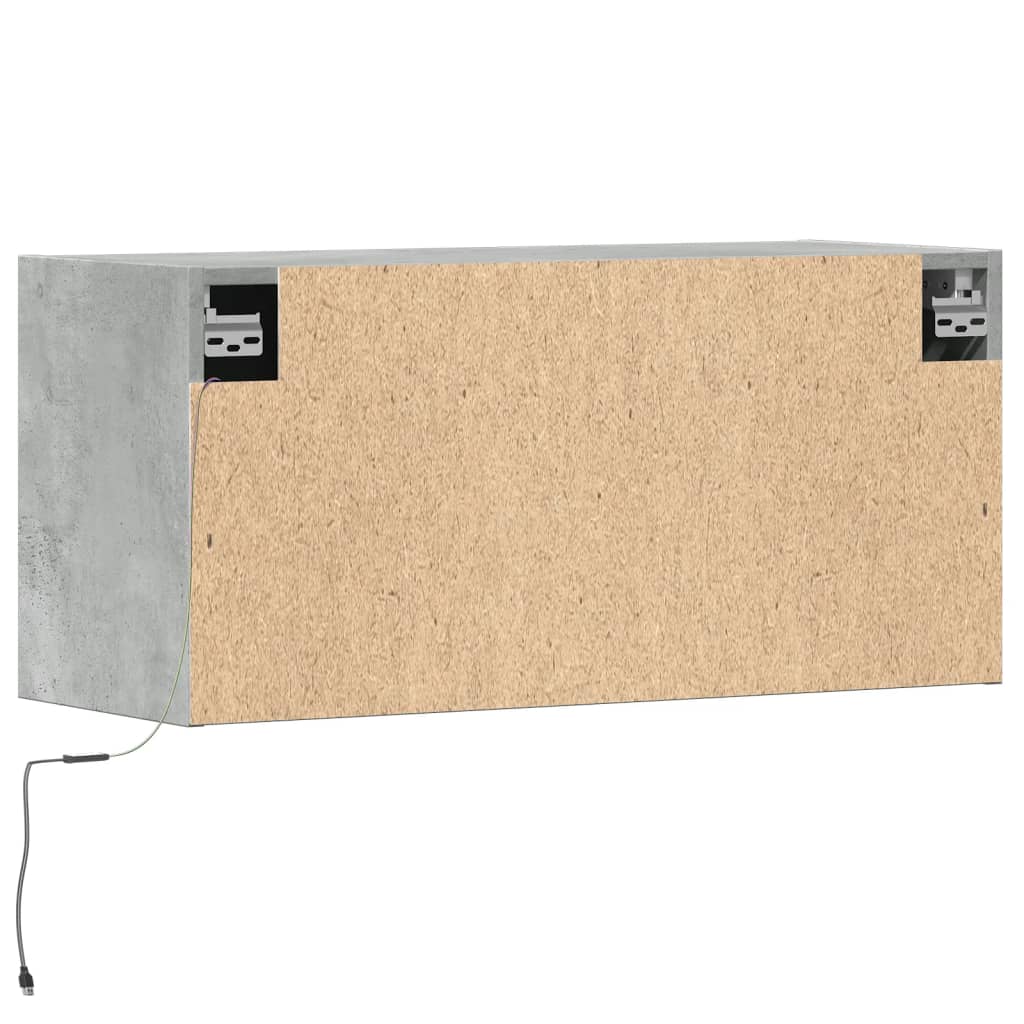 Betoninharmaa tv-seinäkaappi Antinogel 80x31x35cm (led-valoilla)