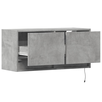 TV-seinäkaappi LED-valoilla betoninharmaa 80x31x35 cm
