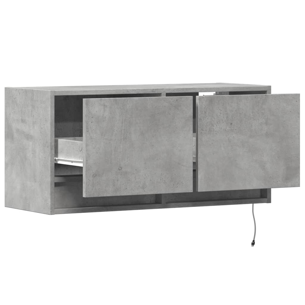 Betoninharmaa tv-seinäkaappi Antinogel 80x31x35cm (led-valoilla)