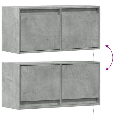 TV-seinäkaappi LED-valoilla betoninharmaa 80x31x35 cm