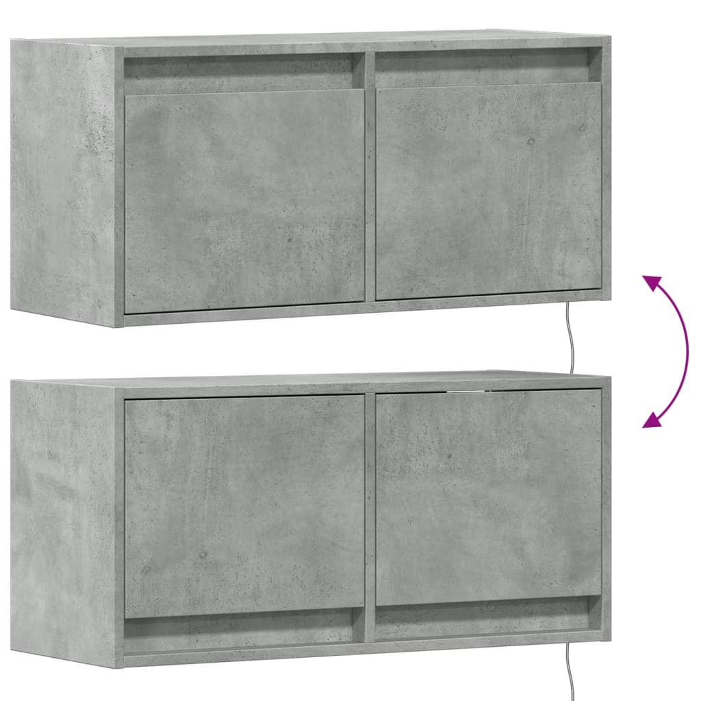 Betoninharmaa tv-seinäkaappi Antinogel 80x31x35cm (led-valoilla)